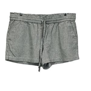 Ann Taylor Loft Outlet Linen Blend Shorts Women XL Gray White Ticking Lagenlook